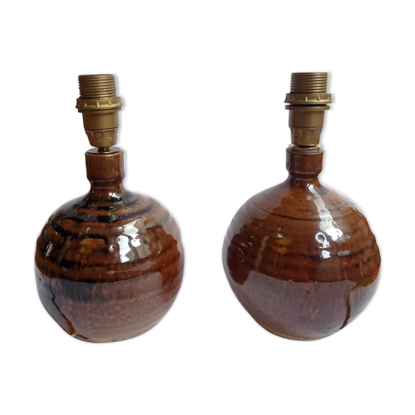 Pair of sandstone lamps - La Borne Circa 70