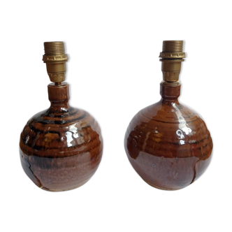 Pair of sandstone lamps - La Borne Circa 70