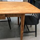 Old brasserie table with oak top