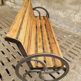 Antique garden bench cast iron with old beams 210 cm