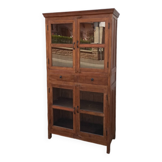 Antique teak cabinet with two drawers and four doors