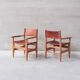 Pair of Mid-Century French Leather Armchairs