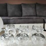 Lot 6 x verres à cognac en cristal de bohème taillé