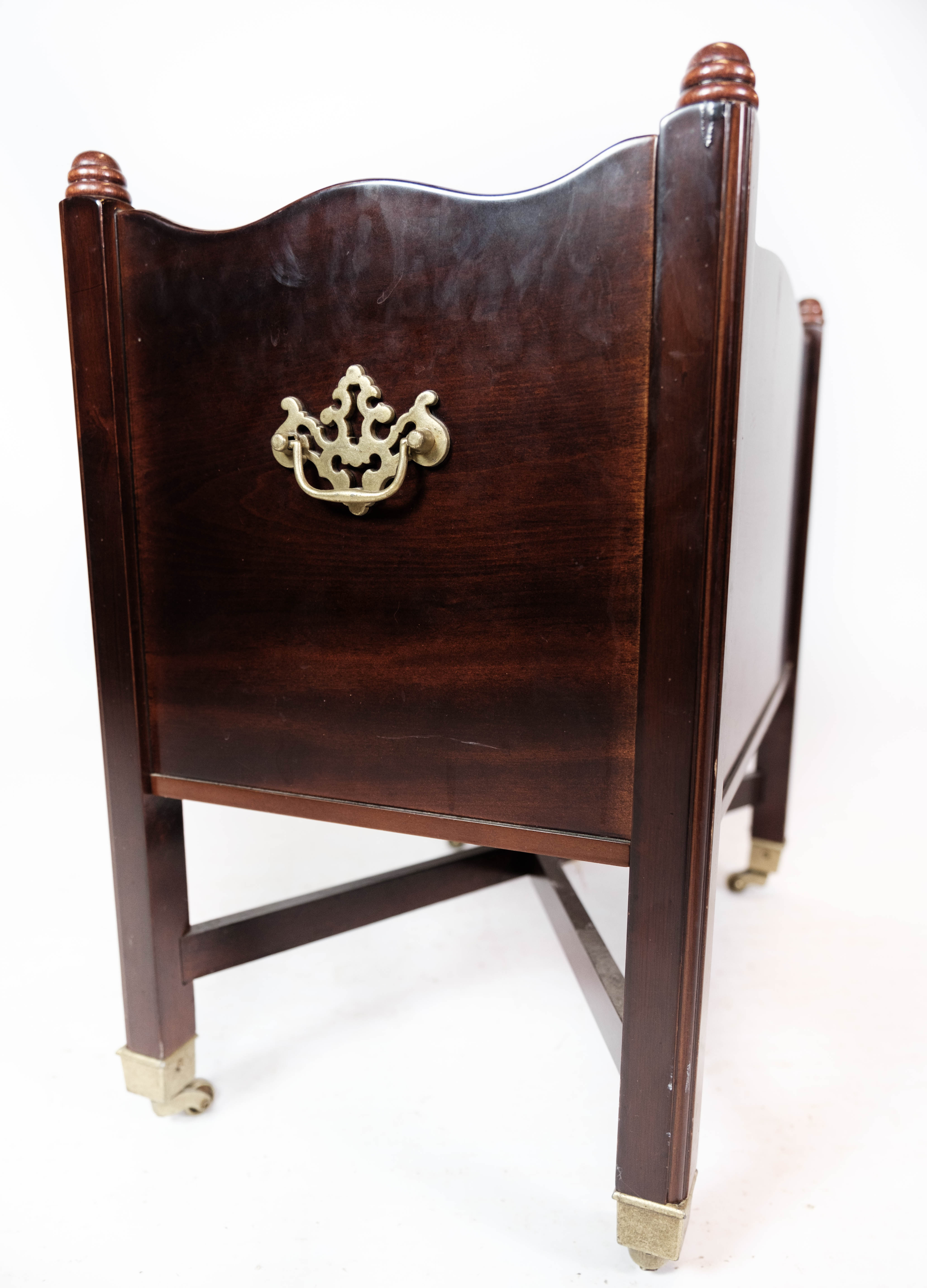 Newspaper holder of mahogany decorated with brass of Danish design, 1960s
