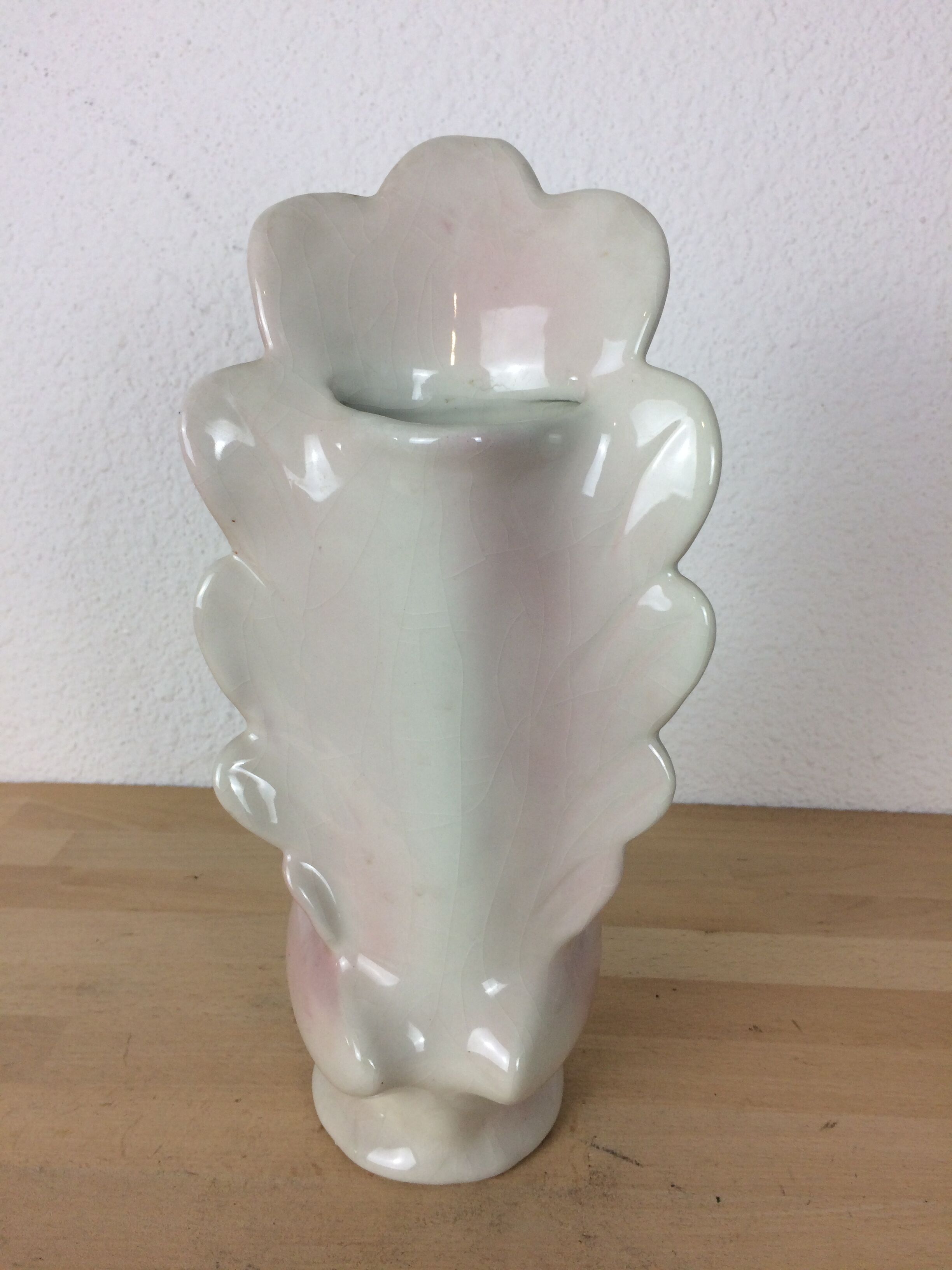 Vintage pink peacock zoomorphic vase