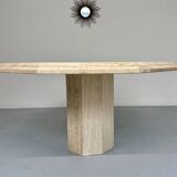 Table de repas en travertin épais design italien des années 70 vintage