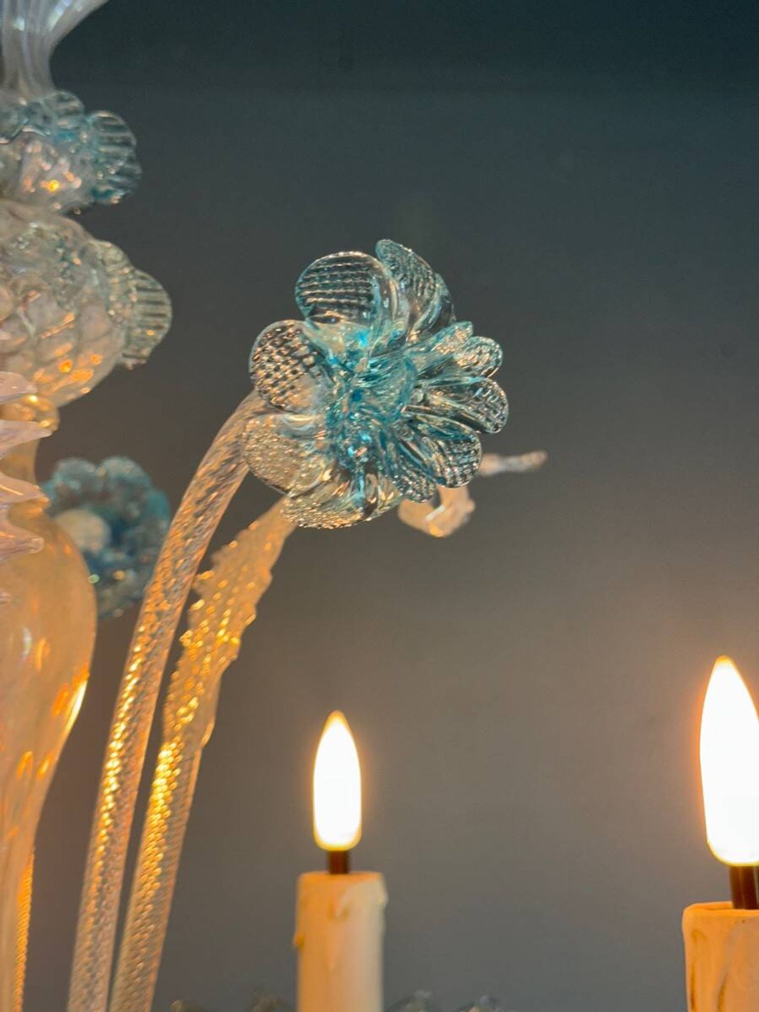 Venetian Murano Glass Chandelier in Shades of Blue, Circa 1950