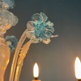 Lustre vénitien en verre de Murano bleu, vers 1950