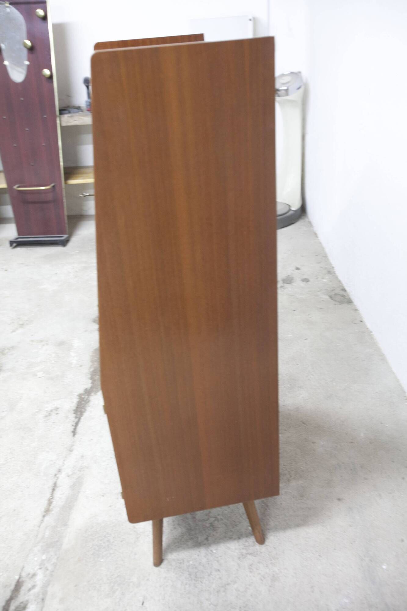 1960 Scandinavian secretary with teak compass feet and pastel yellow top
