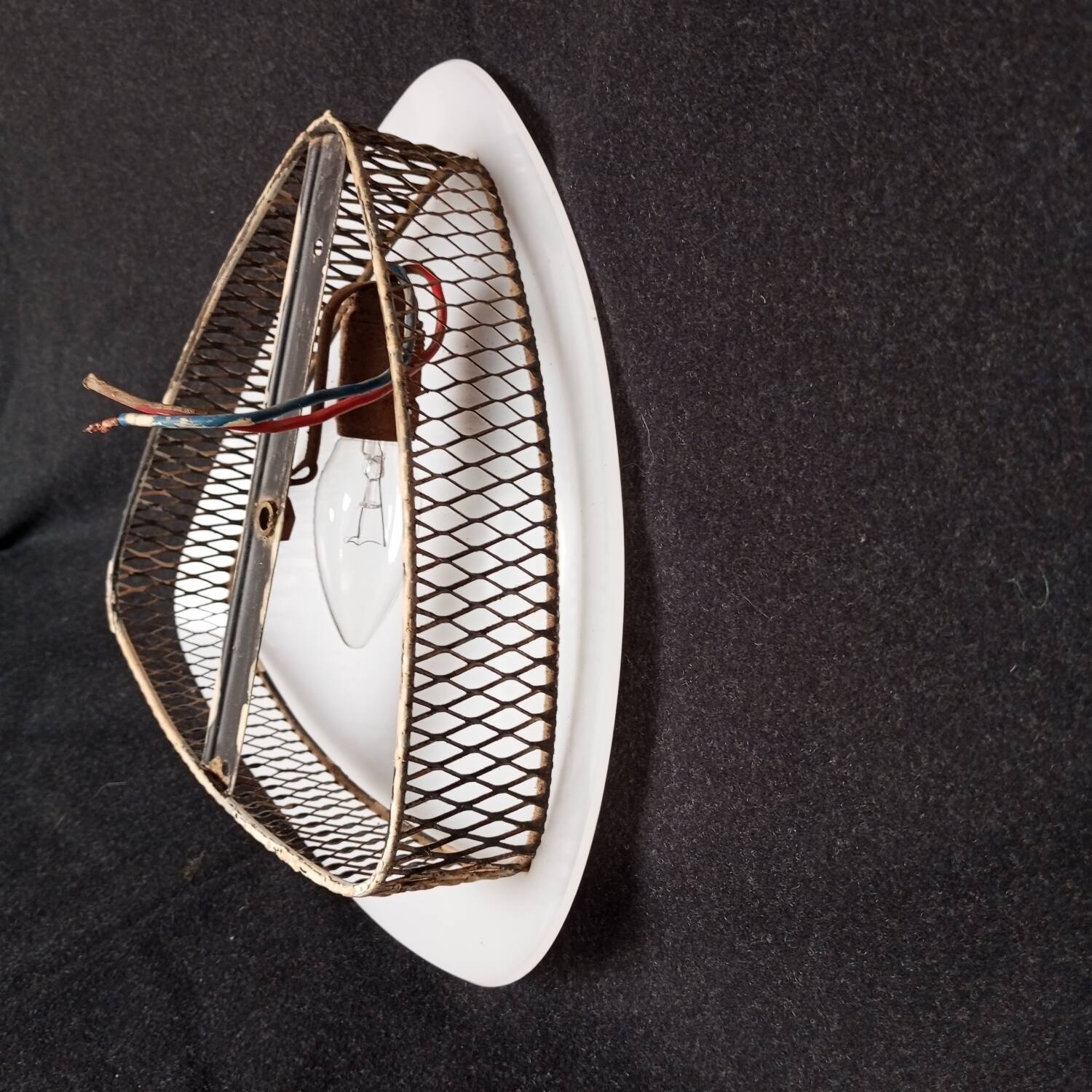 1950s ceiling light in metal and plexiglass