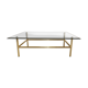Table basse verre et métal doré années 80