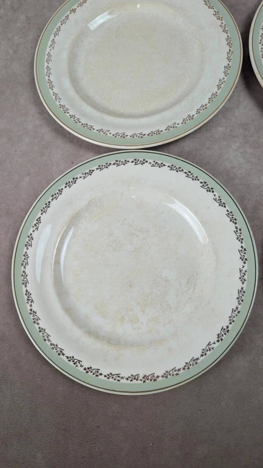 Set of 6 vintage Saintonge flat plates – semi-porcelain