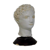 Ancient bust in Roman Greco patinated plaster.