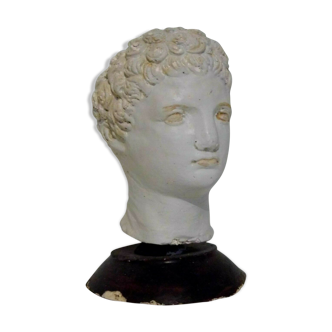 Ancient bust in Roman Greco patinated plaster.