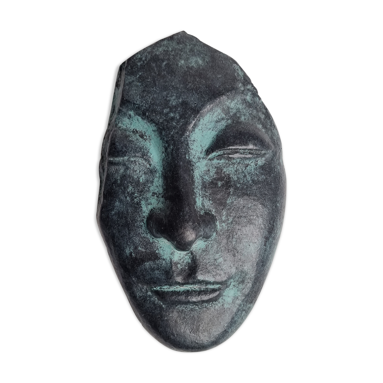 Patinated plaster replica of an ancient Greek face, signed