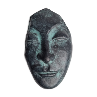 Patinated plaster replica of an ancient Greek face, signed