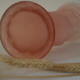 Art deco vase pink hand torch frosted glass