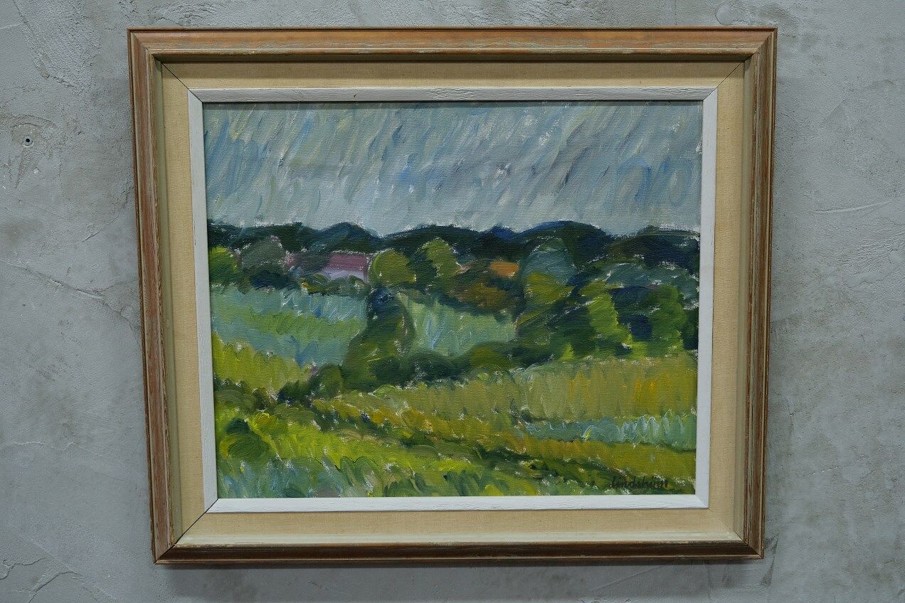 Knut lindström, swedish modern painting, 1954, oil on canvas, framed