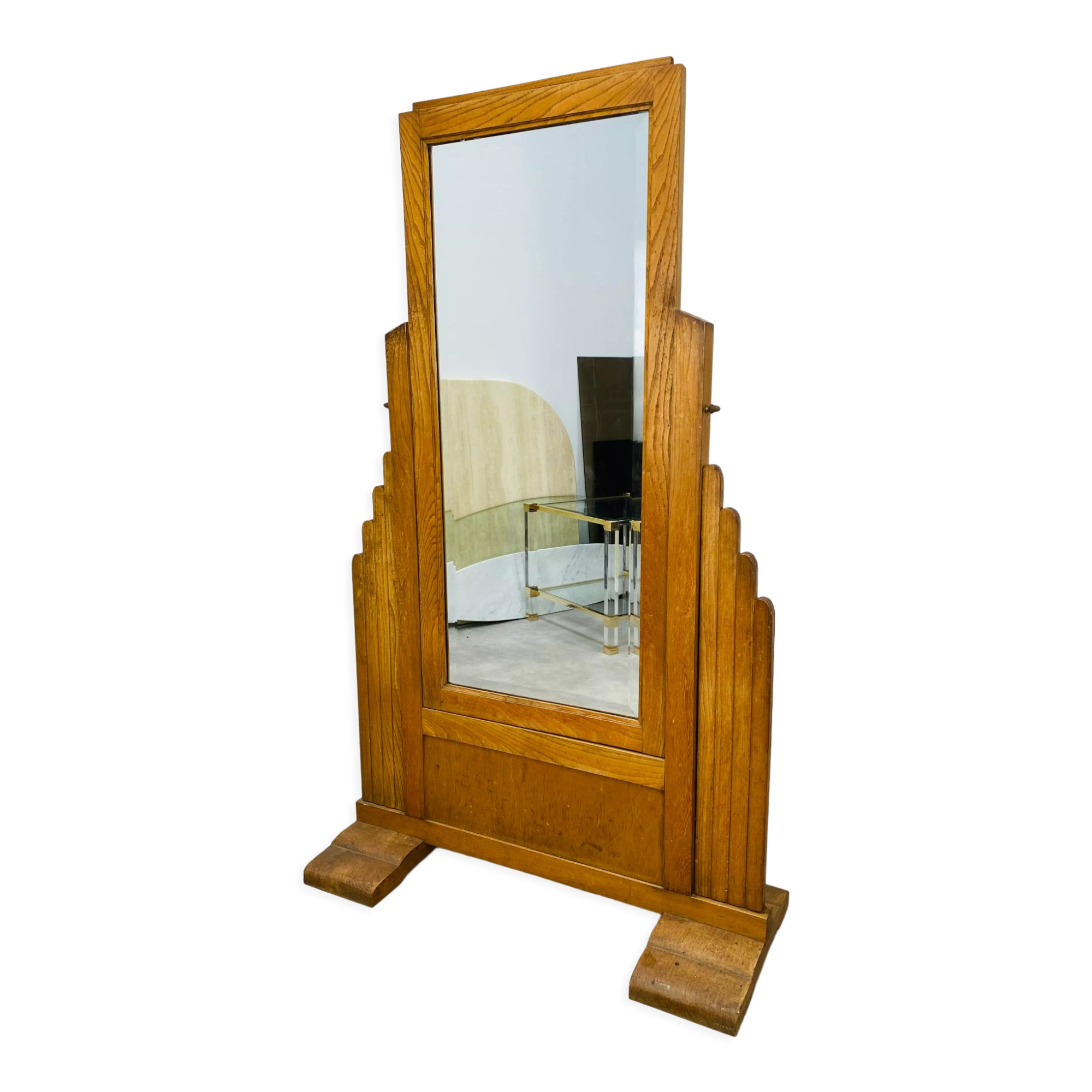 Mirror psyche art deco oak 1930