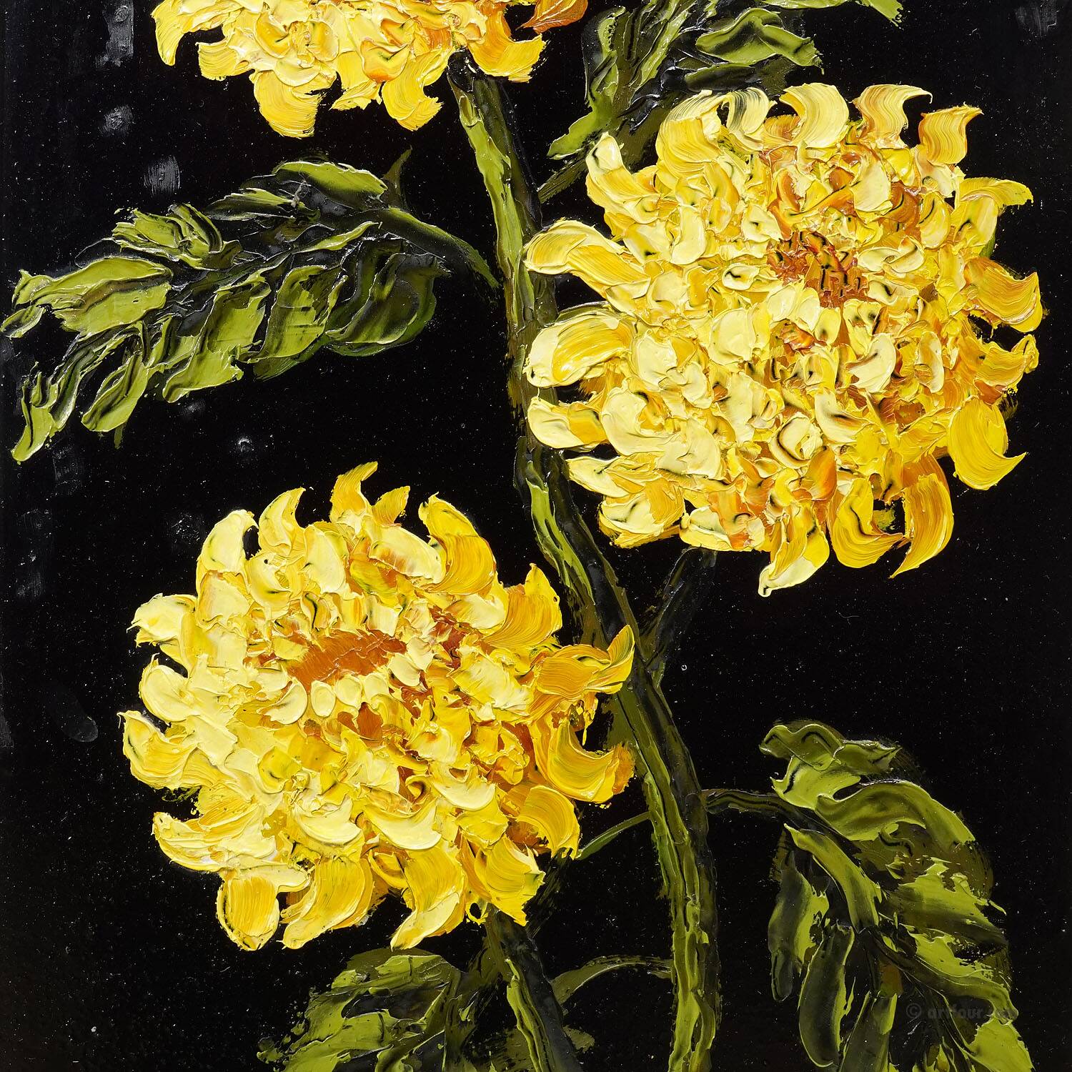 Set of five vintage flower still life paintings.