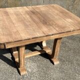 Dining table, 30s/40s, Art Deco, extendable, solid wood, extendable, lyre feet, legs