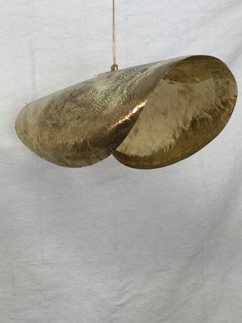 Diam 80 hammered brass sheet luminaire
