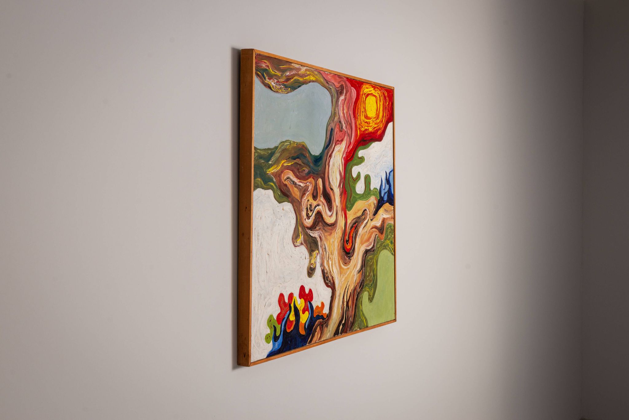 Peinture abstraite d'une figure au soleil