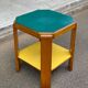 Table d'appoint art déco octogonale en bois jaune et vert 1970