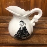 Ancien pichet lait pierrot dessin tristan porcelaine blanc 1980 vintage