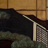 Japanese six-panel Byobu screen on paper, Edo period, 19th century