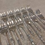 12 silver-plated metal cake forks, Ercuis Russian model.