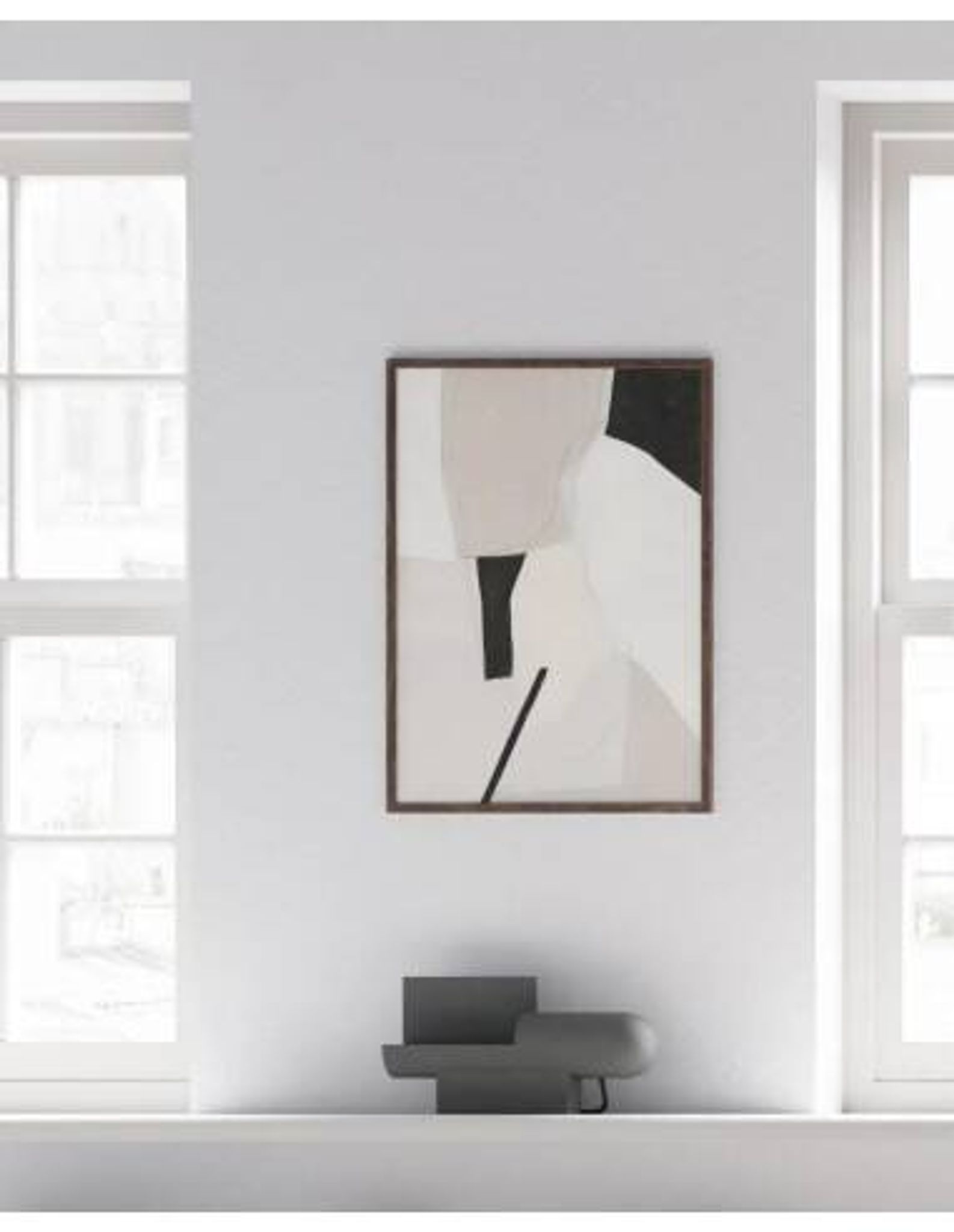 Lampe de table brutaliste en béton, œuvre contemporaine.
