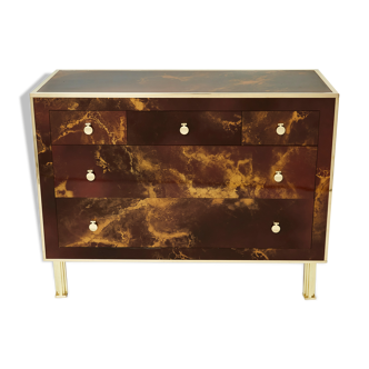 Rare brass lacquered chest of drawers from Maison Jansen circa 1970