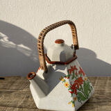 Japanese teapot 80s with flower and bamboo decoration