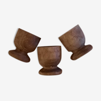 Lot de 3 coquetiers en bois brut