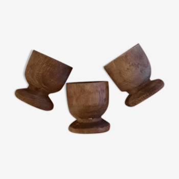 Set of 3 raw wood coquetiers
