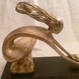 Abstract Bronze Sculpture Mid 20th Century Modernist/WOMAN WITH DOVE