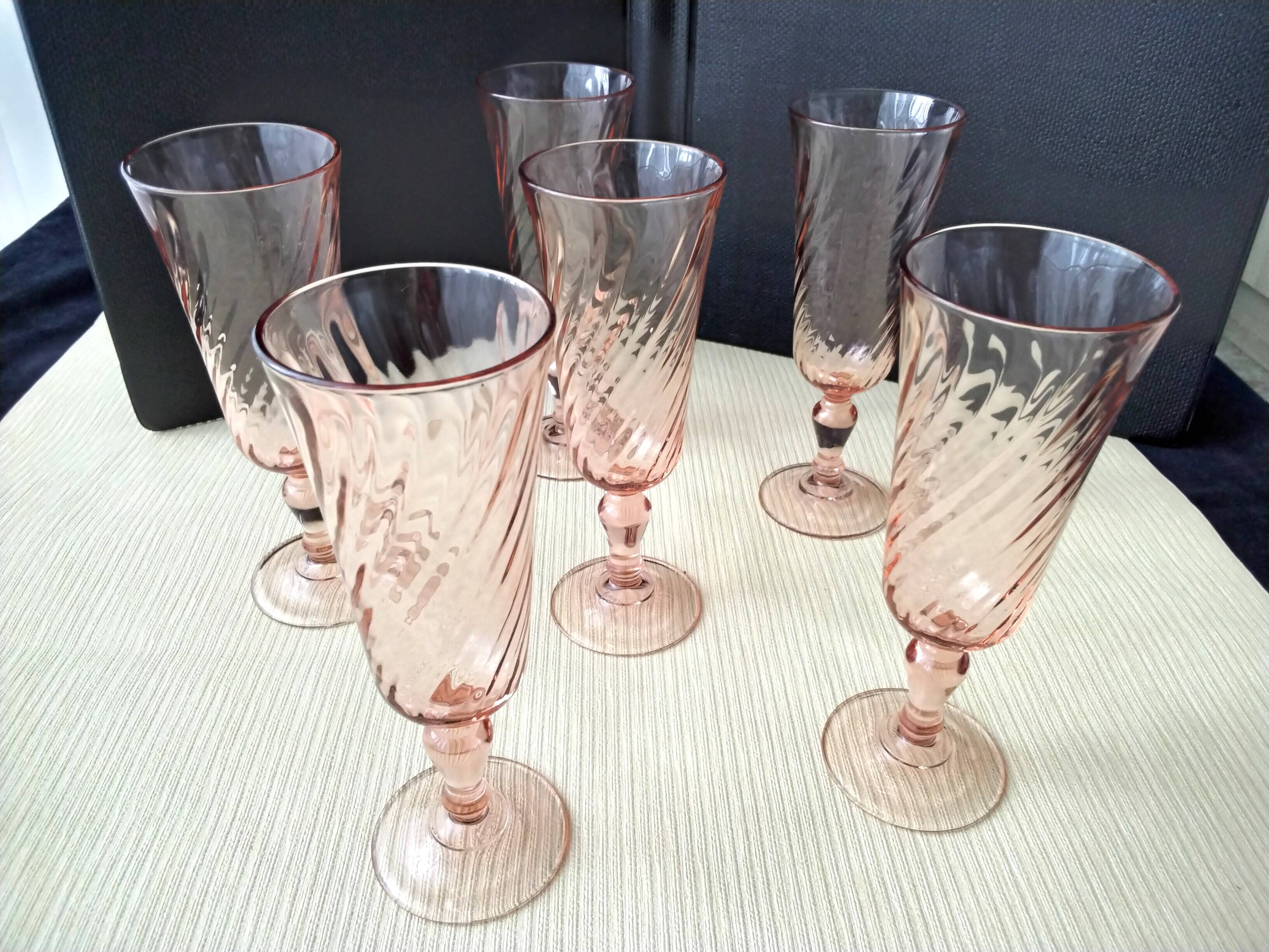 6 Luminarc Rosaline Champagne Flutes