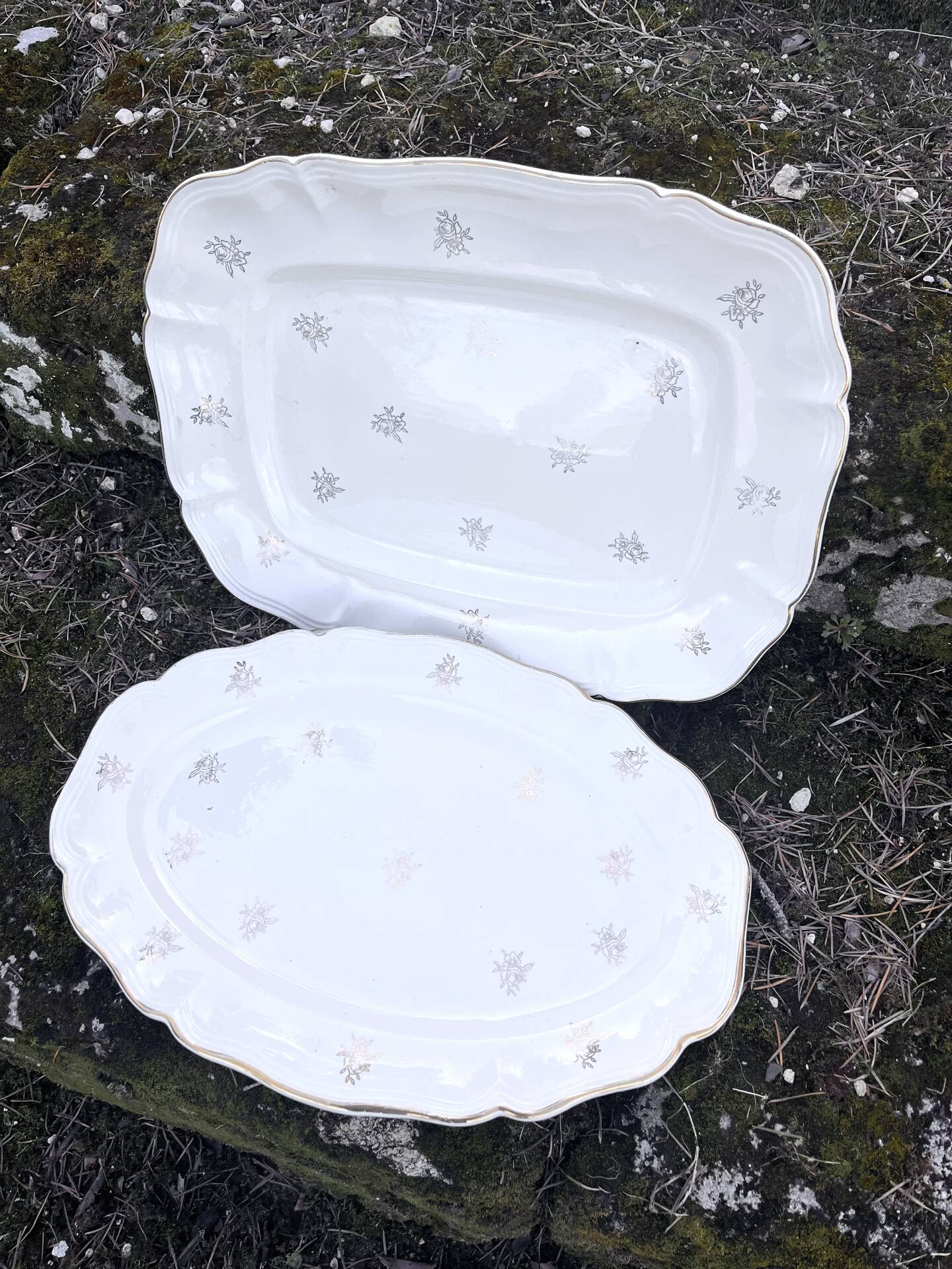 French Sanguimines Porcelain Serving Platters (Set of 2)