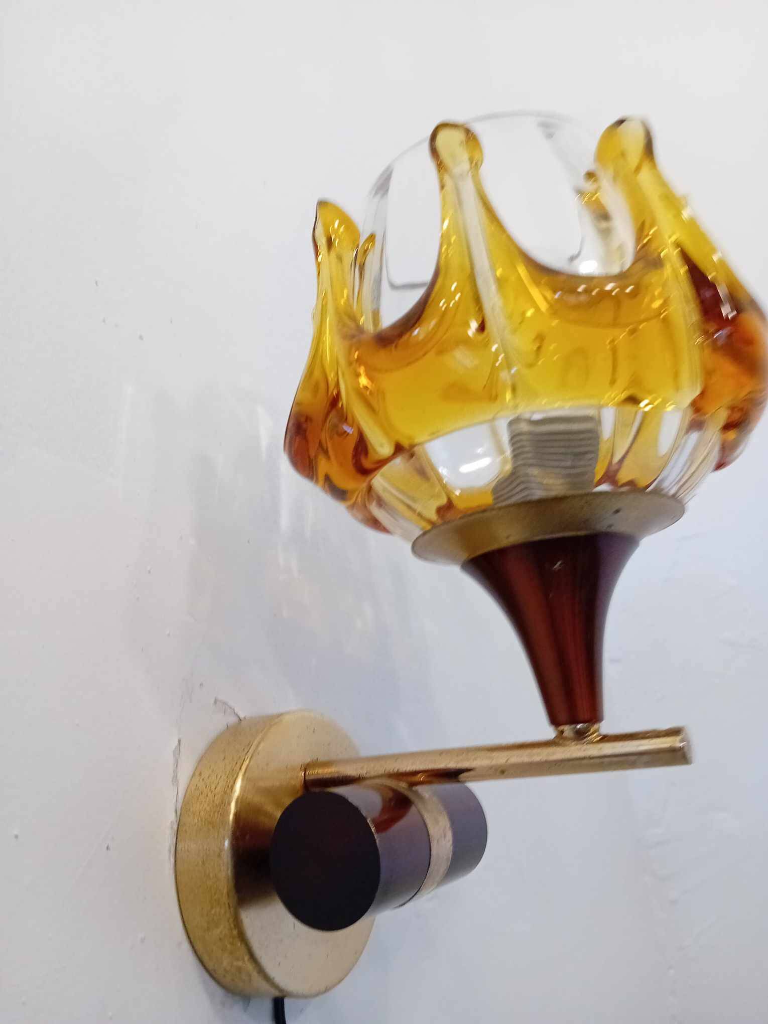 Pair of 70s oberglass wall lights vienna austria