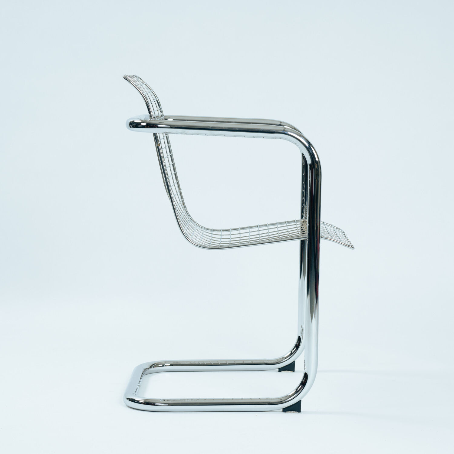 set of 4 Italian Wire Chairs, Chrome & Metallic Thread, 1974