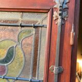 Portes de magasin fin XIXem, devanture de mercerie avec vitraux Art Nouveau