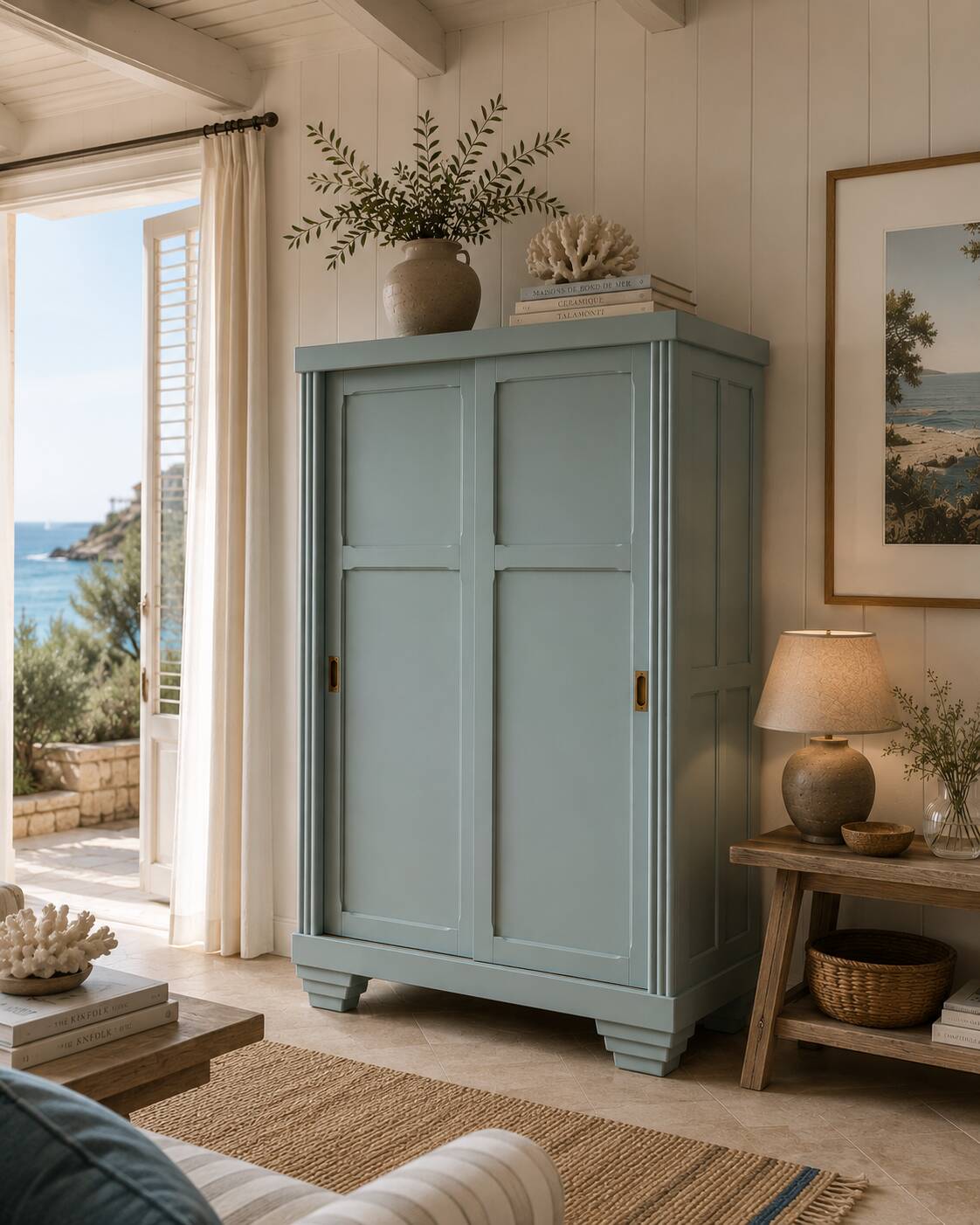 Parisian Art Deco wardrobe with sliding doors.