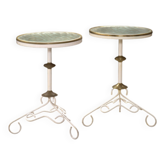 2x Tables d'appoint art déco en acier et laiton, Danemark années 1930