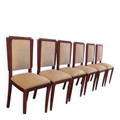 Six chaises art-déco.chêne et velours frappé d'origine.