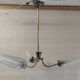 Brass three-light chandelier with glass tulips - 1950s/60s