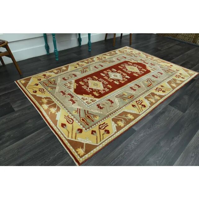 1970s Vintage Turkish Oushak Handmade Wool Cotton Beige Area Rug 155x233