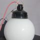 Trio suspensions globes verre opalin et bakélite