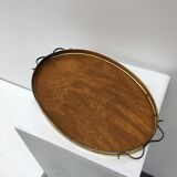 Presentation tray in wood and brass