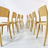 Vintage beech dining chairs, 1980s, set of 8